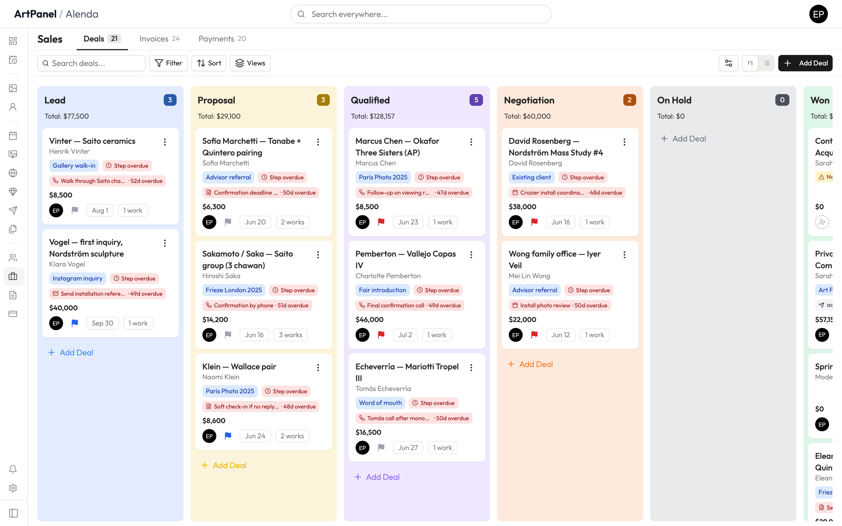 The Deals page — your sales pipeline